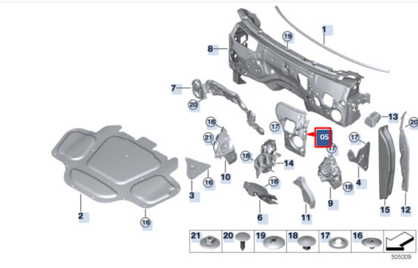 BMW X6 G06 Left Bulkhead  Sound Insulation LHD 51487214691 ORIGINAL