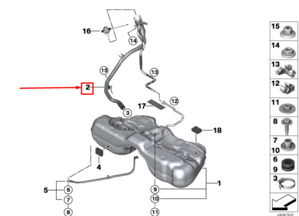 BMW 7 G11 Fuel Plastic Filler Pipe 16117483891 ORIGINAL