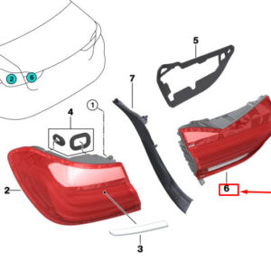BMW 7 G11 Rear Right Side Tailgate Taillight 63217342968 ORIGINAL