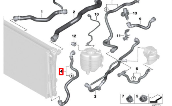 BMW Z4 G29 Left Water Coolant Radiator Hose 17128653610 ORIGINAL