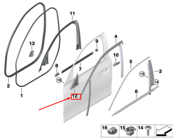 BMW 3 G20 Outer Left Mirror Triangle Seal 51217432203 ORIGINAL
