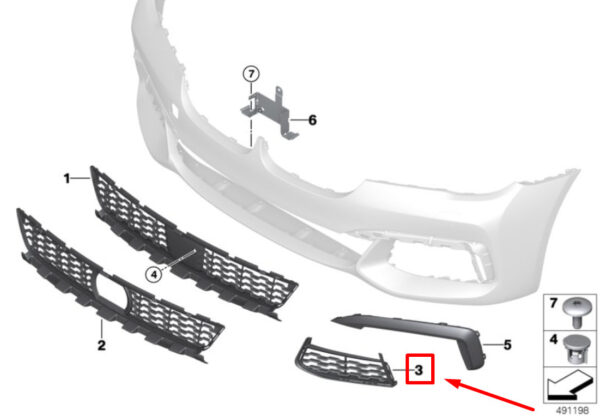 BMW 7 G11, G12 Front Left Bumper Grill 51118092713 8092713 ORIGINAL