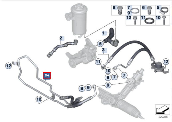BMW X6 F16 M F86 Return Pipe Hose 32416793665 6793665 ORIGINAL