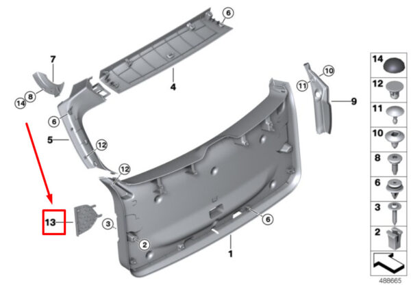 BMW X3 G01 Trunk Panel Right Covering 51497470648 7470648 ORIGINAL