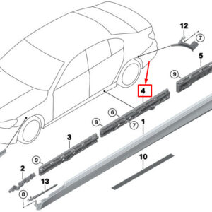 BMW 7 G11 Middle Right Side Sill Supporting Strip 51777357136 ORIGINAL