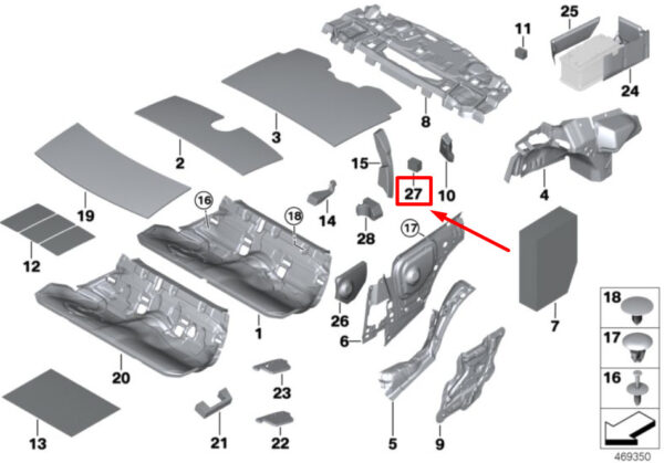 BMW 4 F32, F82 Rear Partition Sound Insulation 7380823 51487380823 ORIGINAL