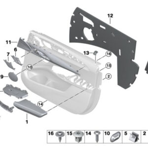 BMW X3 G01 Front Left Door Door Pull Carrier 51427473187 7473187 ORIGINAL