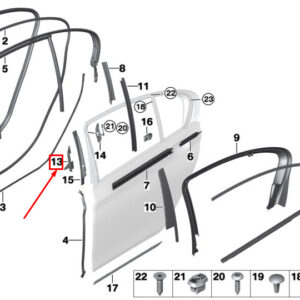 BMW 7 G11 Right B-Pillar Closing Panel Seal 51357336038 ORIGINAL