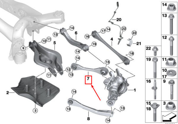 BMW 3 G20 Rear Left Suspension Control Arm 33326878631 ORIGINAL