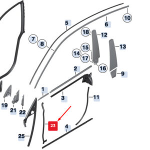 BMW 5 F07 Front Right Door-Gap A-Pillar Seal 51767196346 ORIGINAL