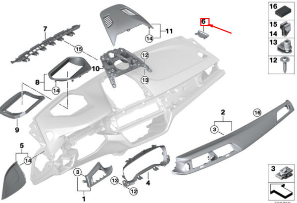 BMW 6 Gran Turismo G32 Right Window Defroster Trim 51459378561 ORIGINAL