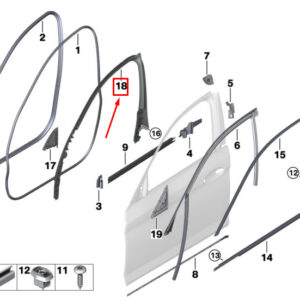 BMW 5 Touring G31 Front Left Door Window Frame Cover 51337384929 ORIGINAL