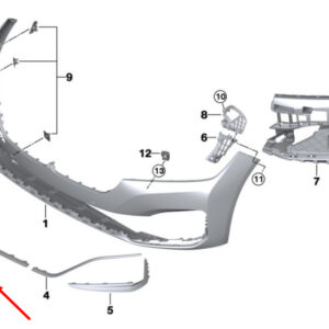 BMW 7 G12 Front Center Bumper Protective Strip 7475199 51117475199 ORIGINAL