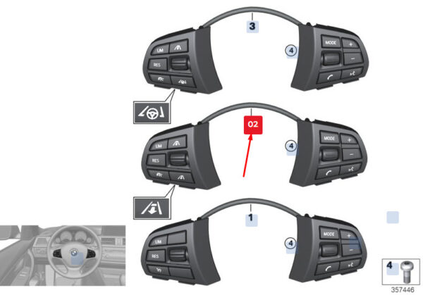BMW X5 F15 Steering Wheel Multifunction Switches 61319273655 9273655 ORIGINAL