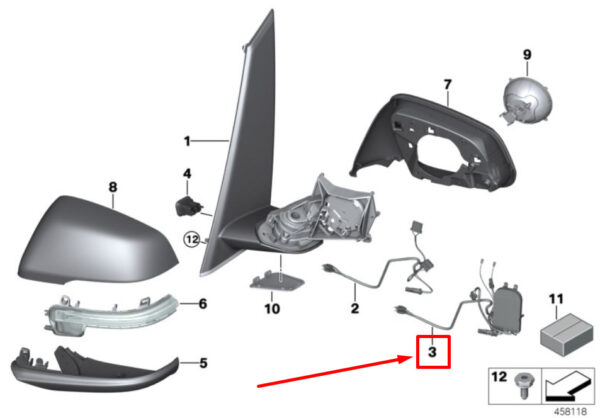 BMW 2 F45 Front Right Outside Mirror Electronics 7444922 67137444922 ORIGINAL