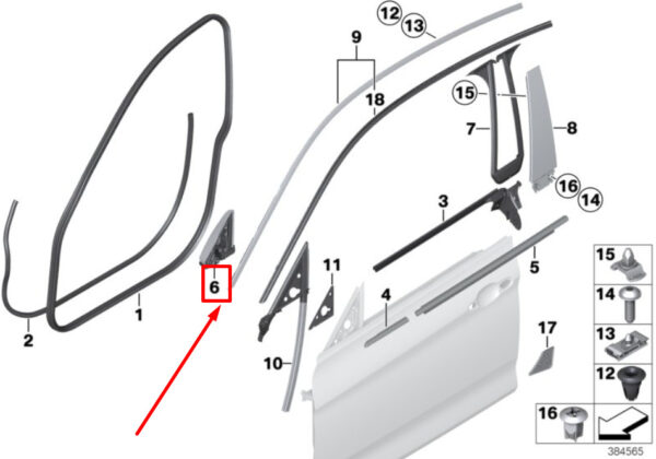 BMW 4 F36 Front Right Door Corner Moulding 7284418 51337284418 ORIGINAL
