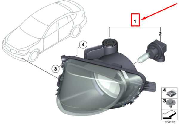 BMW 5 Gran Turismo F07 Front Right Fog Light 7199620 63177199620 ORIGINAL