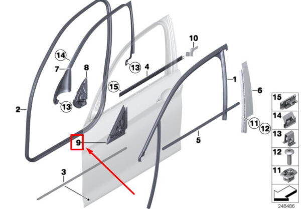 BMW 1 F20 Front Right Mirror Triangle Outer Seal 51337241208 7241208 ORIGINAL