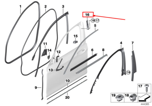 BMW 7 G11 Top Right B-Column Sealing 51337450504 ORIGINAL