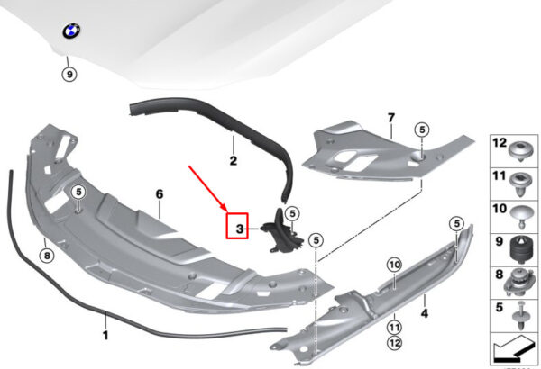 BMW 6 Gran Turismo G32 Right Bonnet Side Gasket 51767371480 ORIGINAL