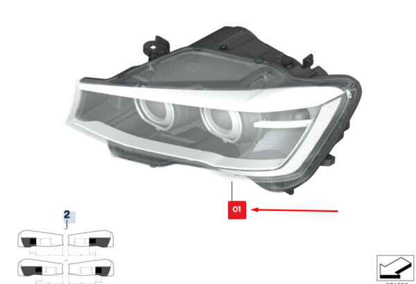 BMW X3 F25 Front Right Headlight RHD 63117334076 7334076 ORIGINAL