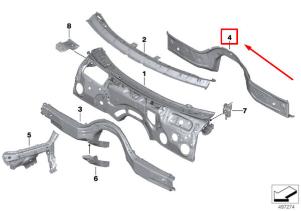 BMW 3 G20, G28 Front Cowl Reinforcement 41007488016 7488016 ORIGINAL