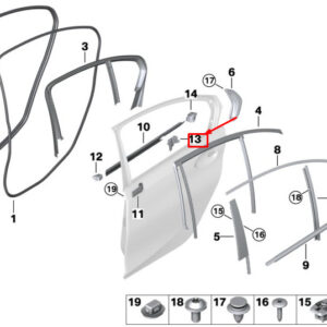 BMW 3 G20 Rear Right Door Seal Bridge 51357437450 ORIGINAL