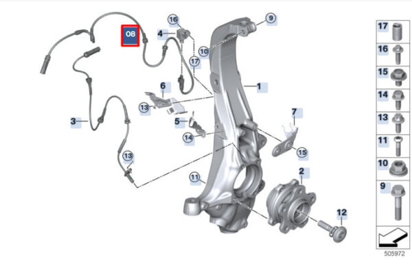 BMW X6 G06 Front Acceleration Sensor Cable 37146876304 ORIGINAL
