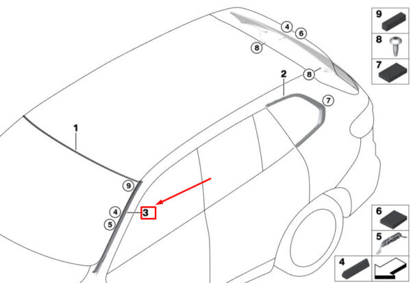 BMW X5 G05 Right Drip Molding 51317434872 ORIGINAL