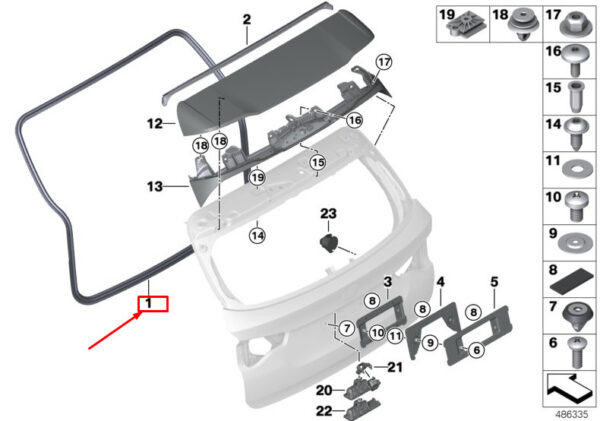 BMW X3 G01 Rear Trunk Lid Sealing 51767494945 ORIGINAL