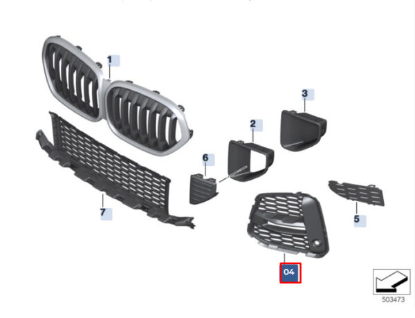 BMW X1 F48 M Front Bumper Left Grille 51118075889 8075889 ORIGINAL
