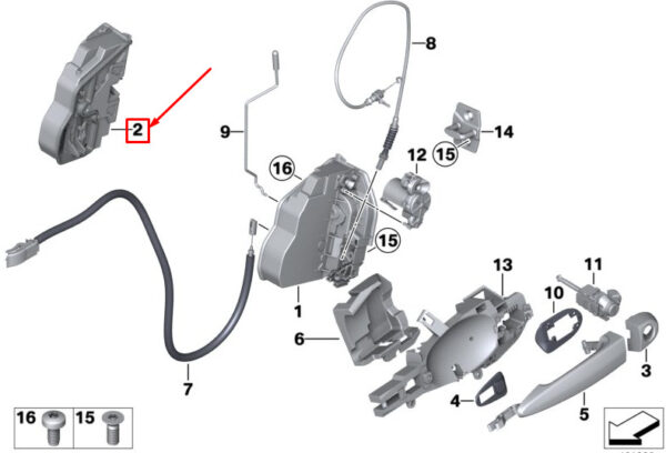 BMW X4 F26 Front Right Door Lock 51217202150 ORIGINAL