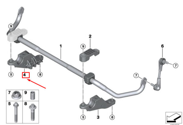 BMW 5 Touring G31 Front Right Stabilizer Bar Bracket 31306884012 ORIGINAL
