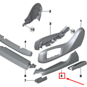 BMW 7 G11 Right Seat Exter. Upper Rail Finisher 52107406080 7406080 ORIGINAL