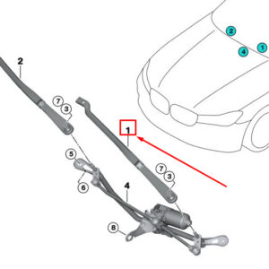 BMW 5 Touring G31 Front Right Wiper Arm RHD 61619463865 ORIGINAL