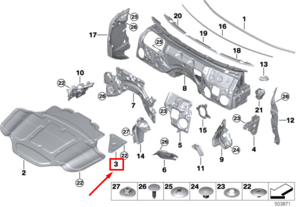 BMW 8 G14 Right Engine Comp.Lid Sound Insulation 7435706 51487435706 ORIGINAL