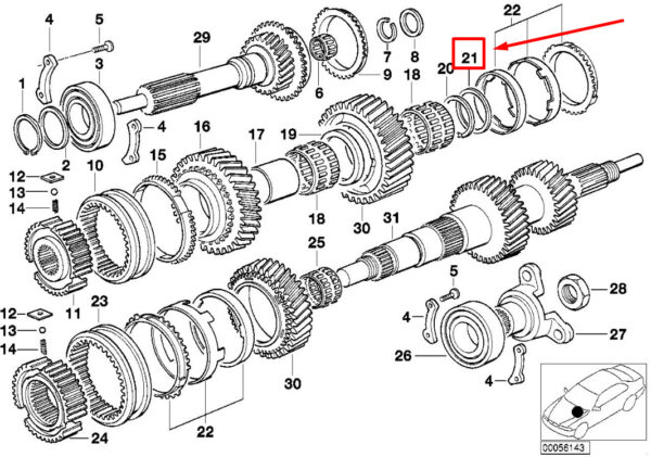 BMW 3 E46 Gear Eheel Spacer 23211224918 1224918 ORIGINAL