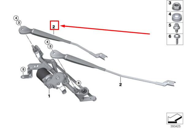 BMW 2 Gran Tourer F46 Front Right Wiper Arm 7335965 61617335965 ORIGINAL