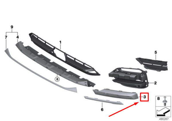 BMW X3 G01,F97 Front Right Protective Strip 51117439132 7439132 ORIGINAL