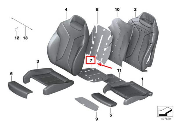 BMW G15 Front Comfort Seat Perfor. Heat. Element 52107459810 7459810 ORIGINAL