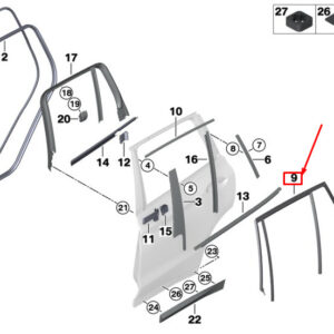 BMW X3 G01 Rear Left Door Window Guide 51357393447 ORIGINAL