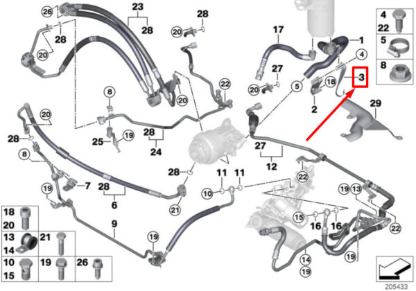 BMW X5 E70 Steering Suction Line Holder 32416779959 6779959 ORIGINAL
