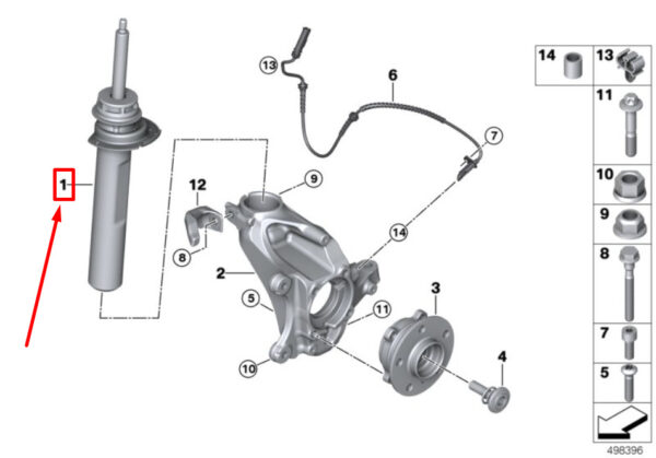 BMW X2 F39 Front Left Spring Strut 31306888465 6888465 ORIGINAL