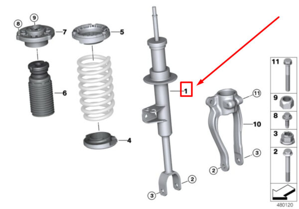 BMW 6 Gran Turismo G32 Front Left Shock Absorber 6871995 31316871995 ORIGINAL