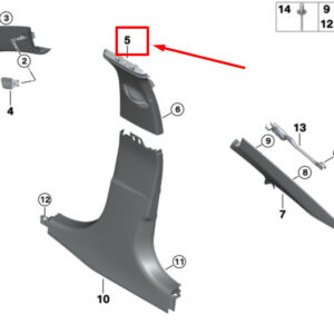 BMW 3 G20 Front Left Upper B-Column Cover 8079321 51438079321 ORIGINAL