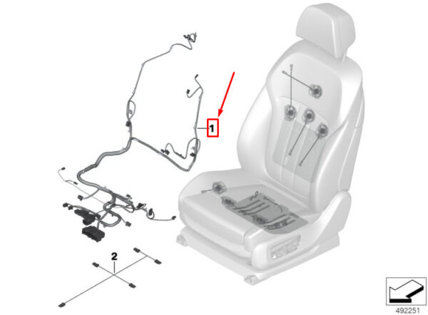 BMW X5 G05 Front Right Seat Wiring Set 61128736231 ORIGINAL