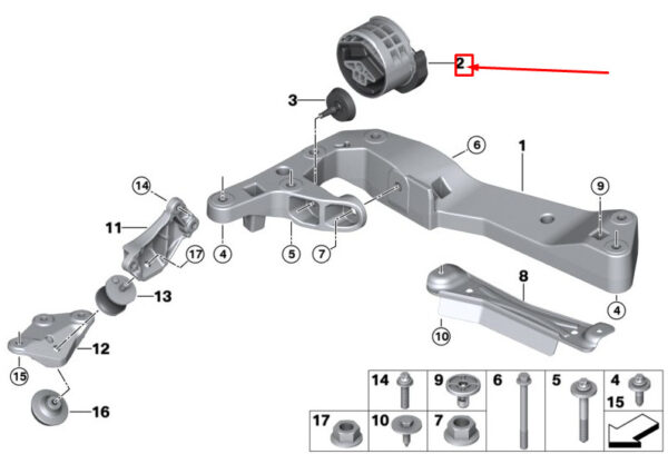 BMW 5 Touring G31 Gearbox Mount 22326878313 ORIGINAL