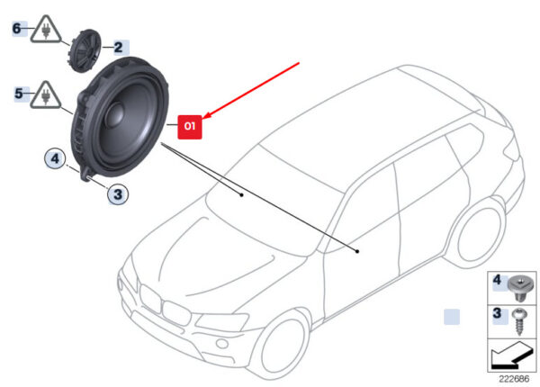BMW X3 F25 Front Door Mid-Range Loudspeaker 65139240642 9240642 ORIGINAL