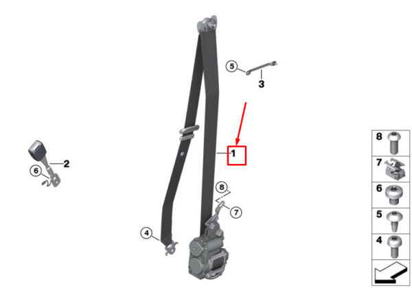 BMW X5 G05 Front Right Seatbelt 72117497848 ORIGINAL