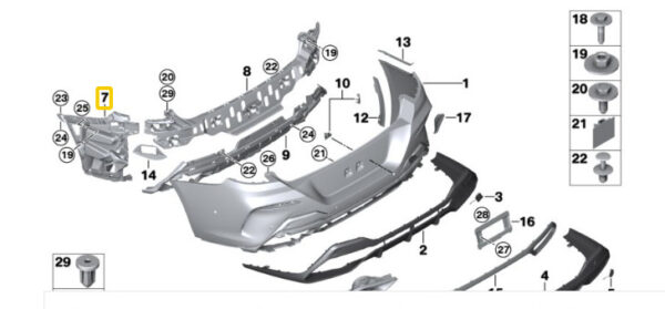 BMW 8 Cabrio G14 M F91 Rear Right Bumper Bracket 51128075248 ORIGINAL